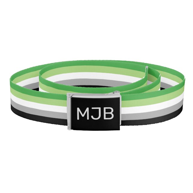 Aromantic Flag Monogrammed Initials Belt (Coil)