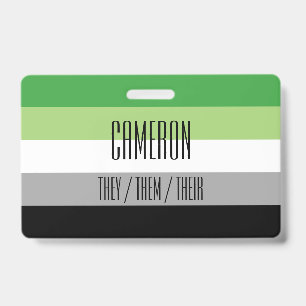 Aromantic Flag Name / Pronoun Badge