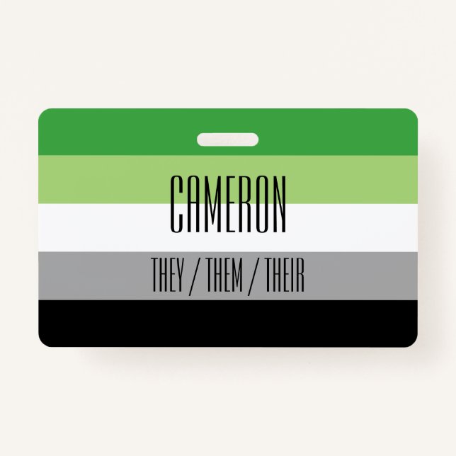 Aromantic Flag Name / Pronoun Badge (Front)