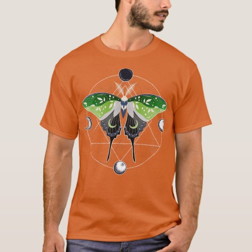 Aromantic Luna Moth Celestial  LGBT Pride Flag T_Shirt