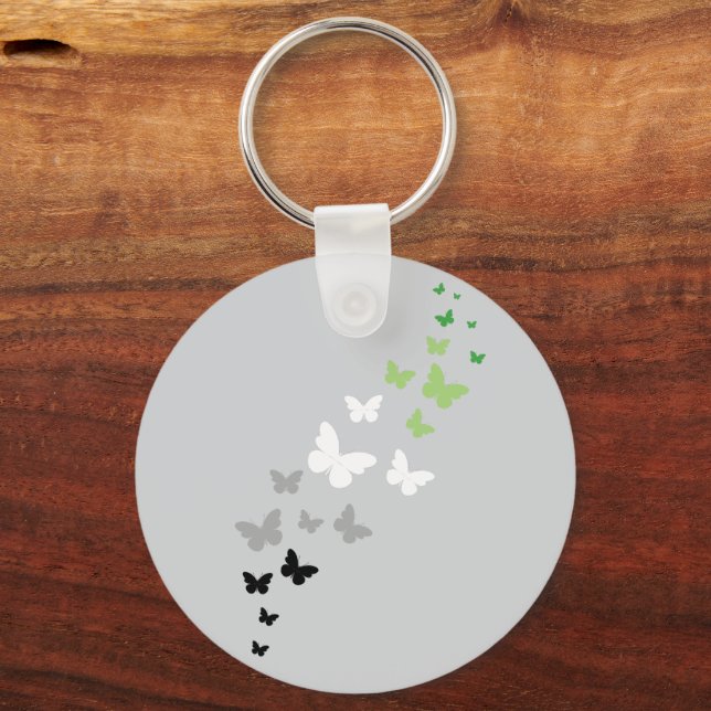 Aromantic Pride Butterfly Trail  Keychain (Front)