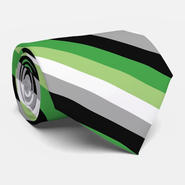Aromantic Pride flag Neck Tie (Rolled)