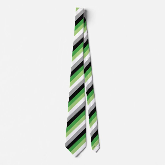 Aromantic Pride Flag  Stripes  Neck Tie (Front)