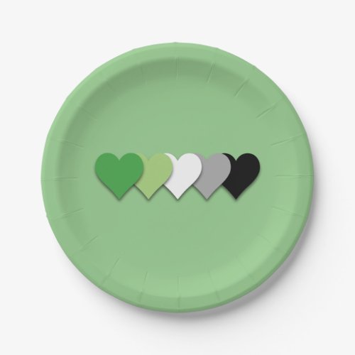 Aromantic pride hearts  paper plates