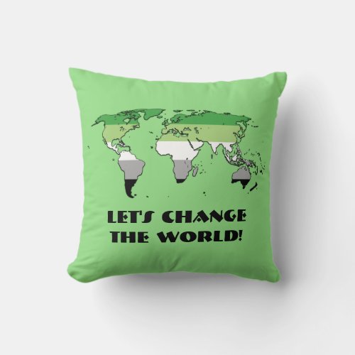 Aromantic Pride Map of The World Throw Pillow