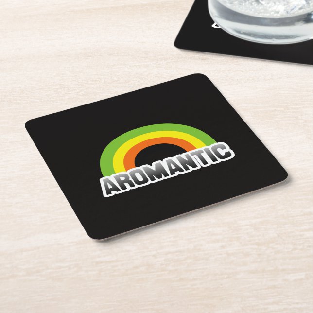 Aromantic Pride Square Paper Coaster (Angled)
