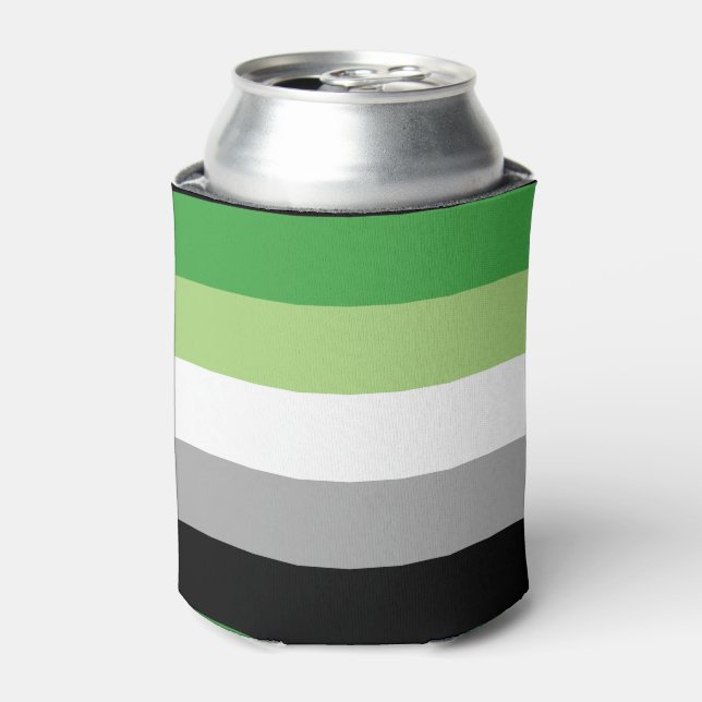Aromantic Pride Stripes Can Cooler (Can Front)