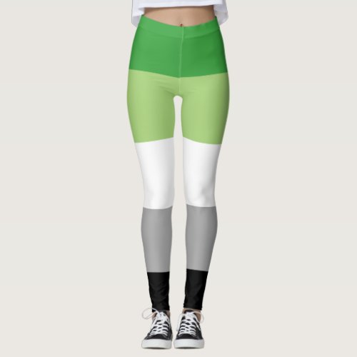 Aromantic Pride Stripes Leggings