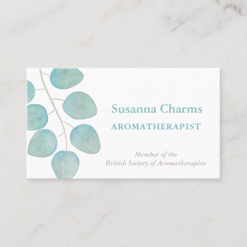 Aromatherapist Watercolor Eucalyptus Leaves Business Card