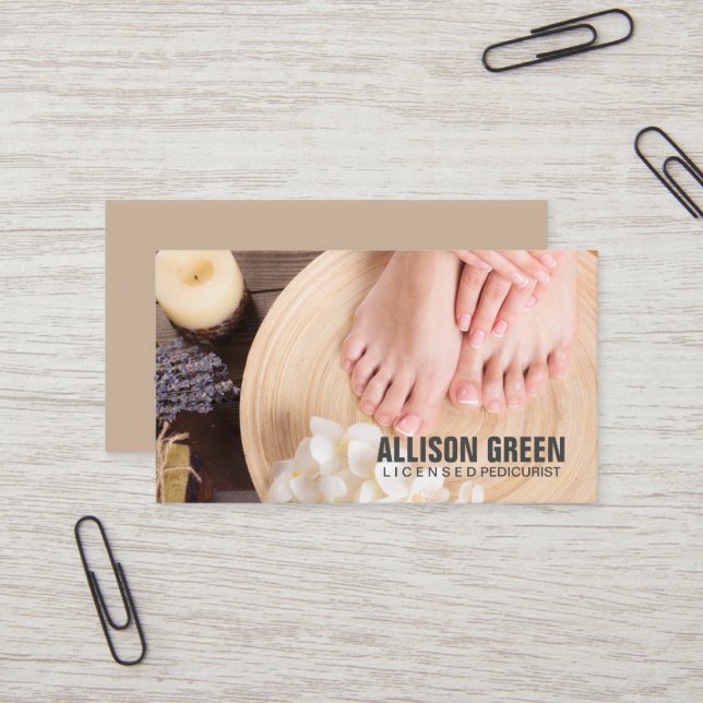 Aromatherapy Manicurist Pedicurist Pedicure Salon Business Card (Front/Back In Situ)