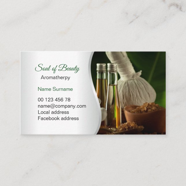 Aromatherapy, massage business card (Front)