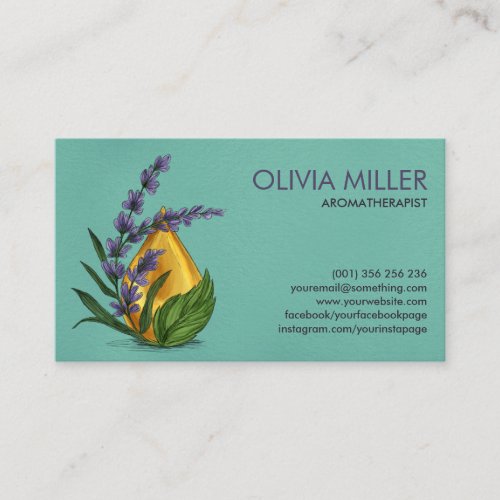 Aromatherapy Oil and Lavender Illustration Business Card