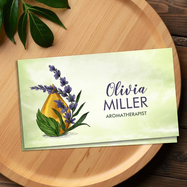 Aromatherapy Oil and Lavender Illustration Business Card (Creator Uploaded)