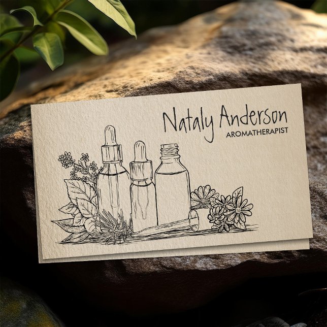 Aromatherapy oils Pencil Sketch Business Card (Creator Uploaded)