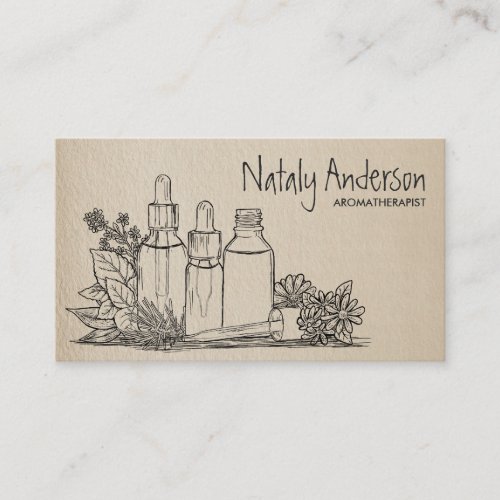 Aromatherapy oils Pencil Sketch Business Card