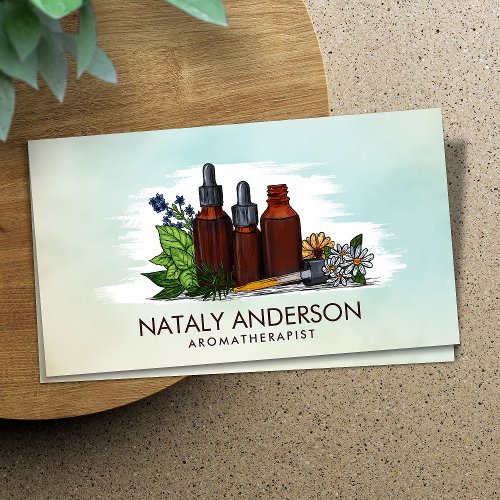 Aromatherapy oils Watercolor Illustration Business Card