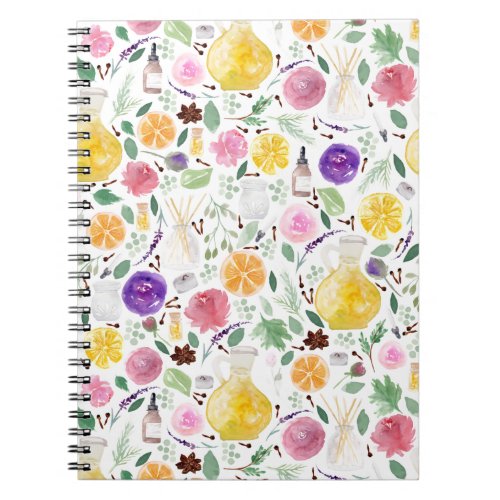 Aromatherapy Pattern in Watercolor Notebook