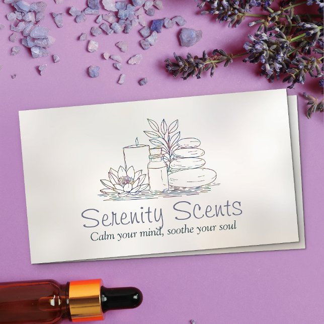 Aromatherapy Practice Line Art illustration Business Card (Creator Uploaded)