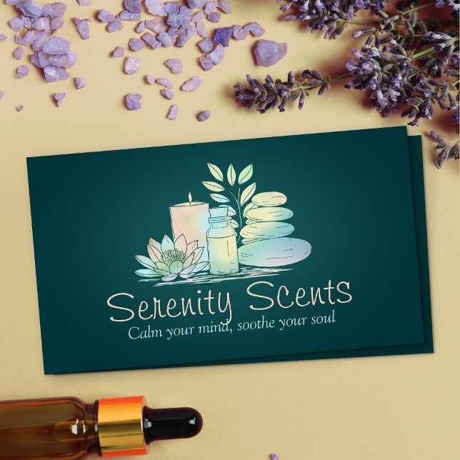 Aromatherapy Practice Scent Therapy Watercolor Business Card (Creator Uploaded)
