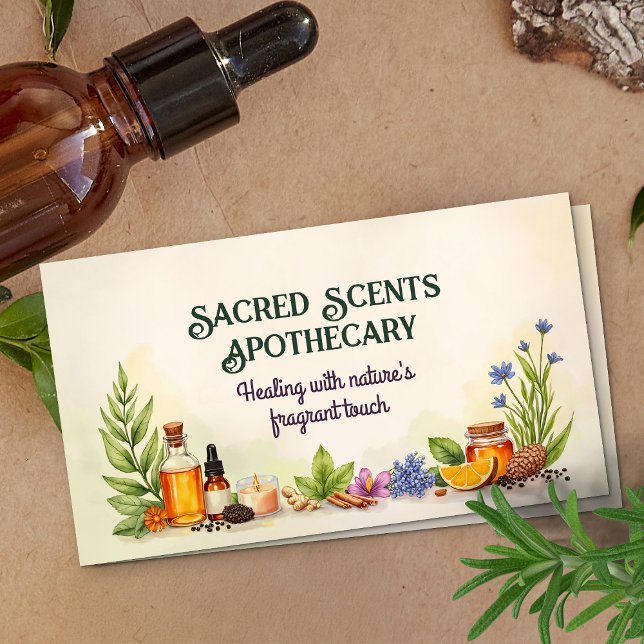 Aromatherapy Practice Watercolor Illustration Business Card (Creator Uploaded)