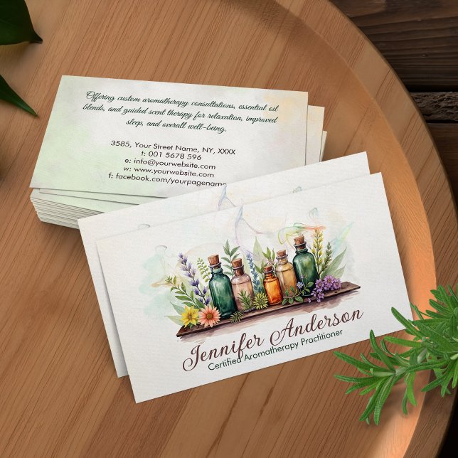 Aromatherapy Practitioner Watercolor Illustration Business Card (Creator Uploaded)