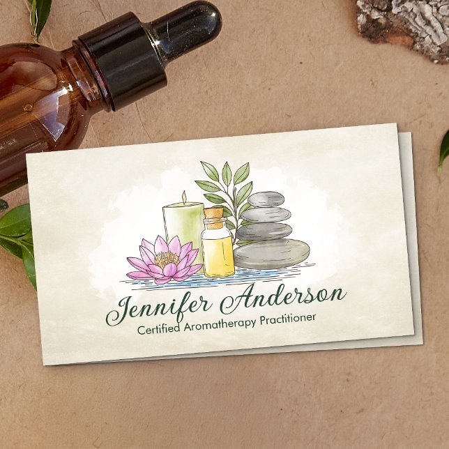 Aromatherapy Practitioner Watercolor Illustration Business Card (Creator Uploaded)