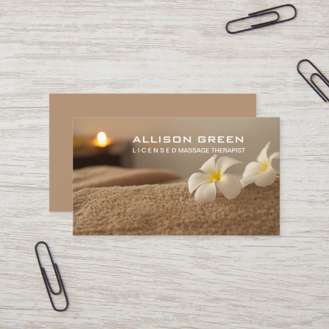 Aromatherapy SPA Salon Massage therapist Business Card (Front/Back In Situ)