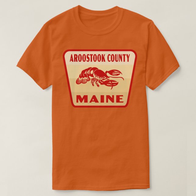 Aroostook County Maine Retro  Badge Tan T-Shirt (Design Front)