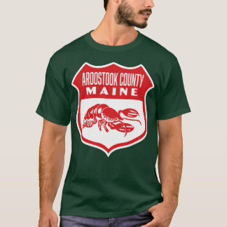 Aroostook County Maine Retro  Shield Red T-Shirt