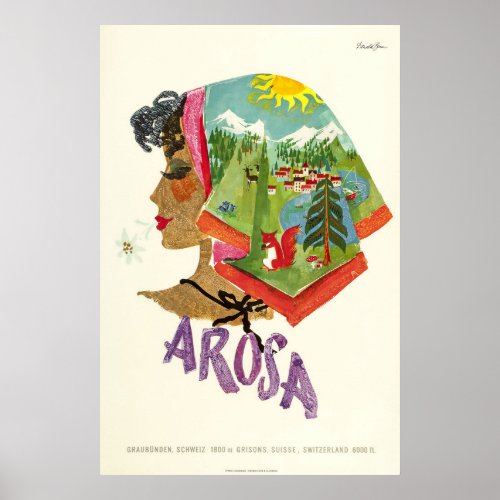 ArosaSchweiz Ski Travel Poster