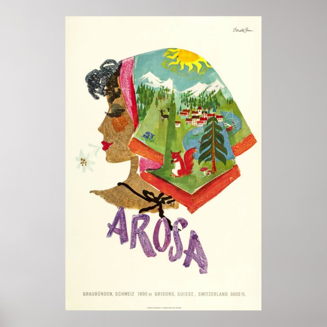 Arosa,Schweiz, Ski Travel Poster (Front)