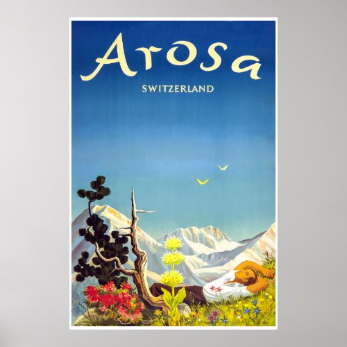 ArosaSwitzerland Ski Travel Poster