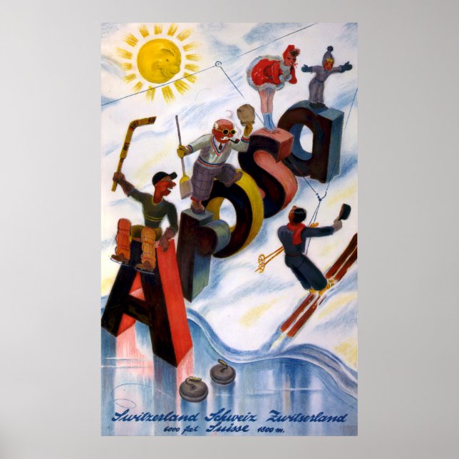 Arosa Switzerland Vintage Travel Poster (Front)