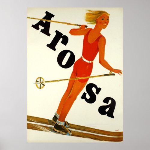 Arosa Switzerland Vintage Travel Poster