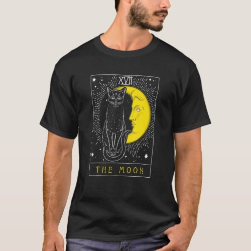 Arot Card Crescent Moon And Cat Graphic T-Shirt