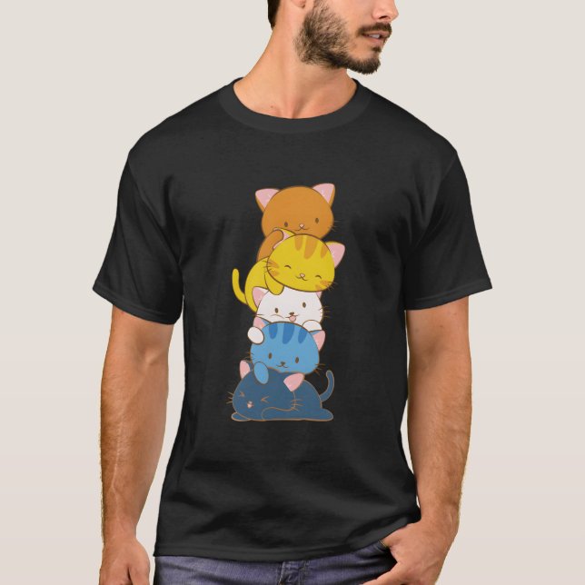 Arotic Aual Pride Lgbtq Kawaii Cats Aroace T-Shirt (Front)