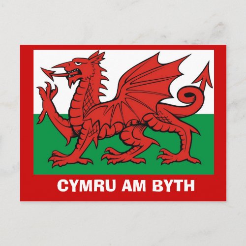 Around Britain Flag of Wales Cymru am byth Postcard