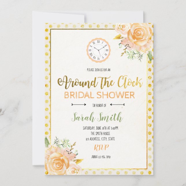 Around the clock bridal shower card (Front)