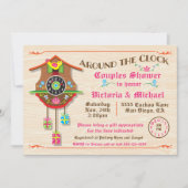 Around the clock Bridal Shower Folk art Cuckoo Inv Invitation (Front)