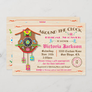 Around the clock Bridal Shower Folk art Cuckoo Invitation