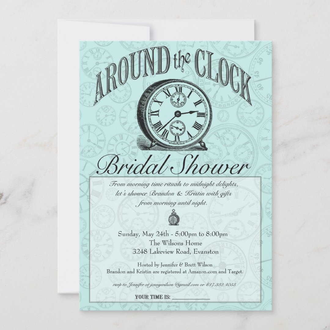 Around the Clock Bridal Shower Invitation Zazzle