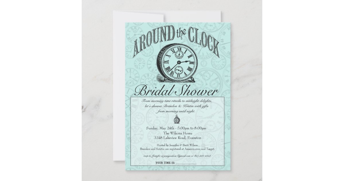 Around The Clock Bridal Shower Invitation Zazzle