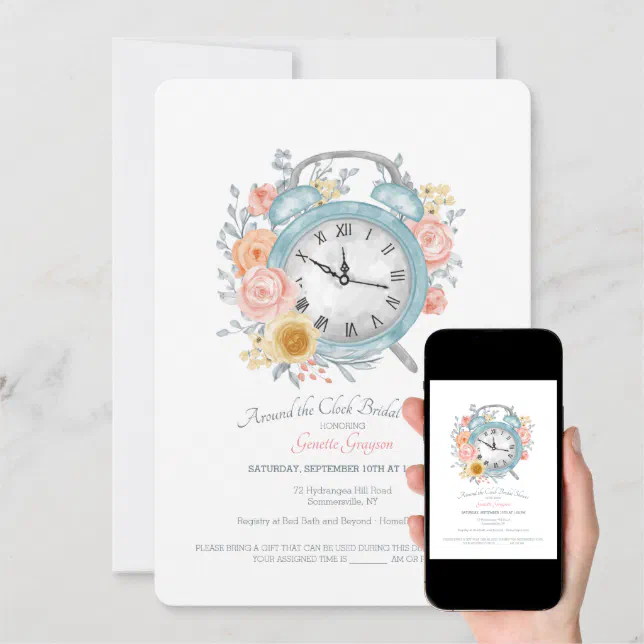 Around the Clock Bridal Shower Invitation Zazzle