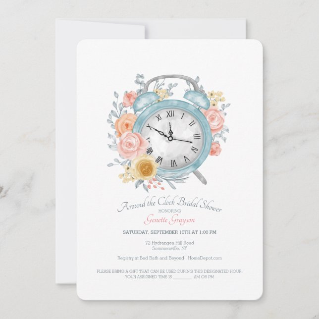 Around the Clock Bridal Shower Invitation (Front)