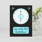 Around the Clock Bridal Shower Invitation -- Blue (Standing Front)