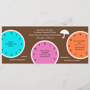 Around the Clock Bridal Shower Invitation Brown
