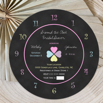 Around The Clock Bridal Shower Invitation Chalk by henishouseofpaper at Zazzle