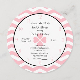 Around the Clock Bridal Shower Invitation in Pink