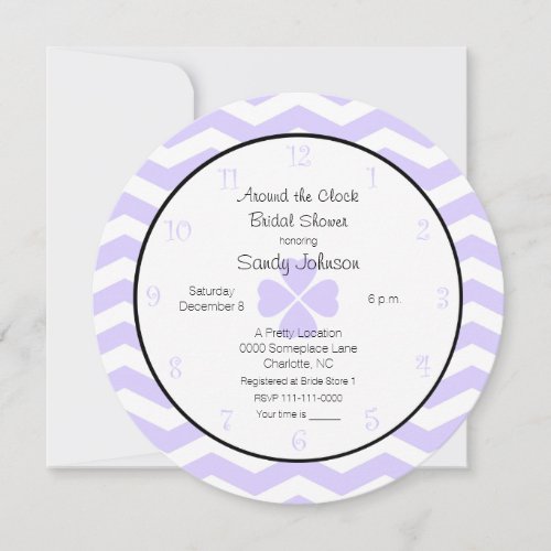 Around the Clock Bridal Shower Invitation Lavender