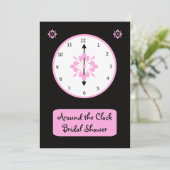 Around the Clock Bridal Shower Invitation -- Pink (Standing Front)